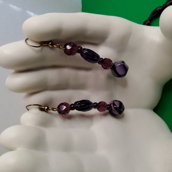 Vintage lucite and glass with crystal necklace and earrings - Picture 7 of 8